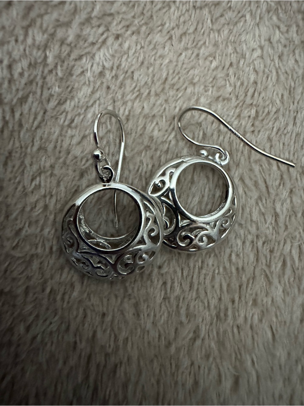Fashion Jewelry Silver Filigree Open Circle Drop Earrings